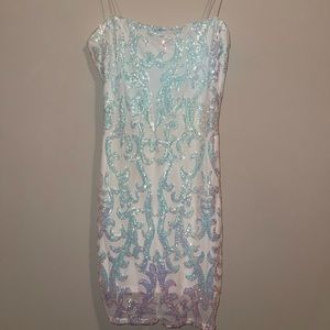 White sequin homecoming dress